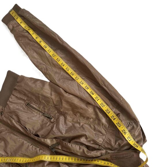 Charlotte Russe Bomber Jacket Large L Bronze Brown Full Zip Stand Collar Gold - Picture 9 of 9